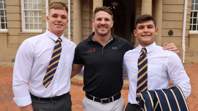 Jaco Kriel meeting learners after a talk