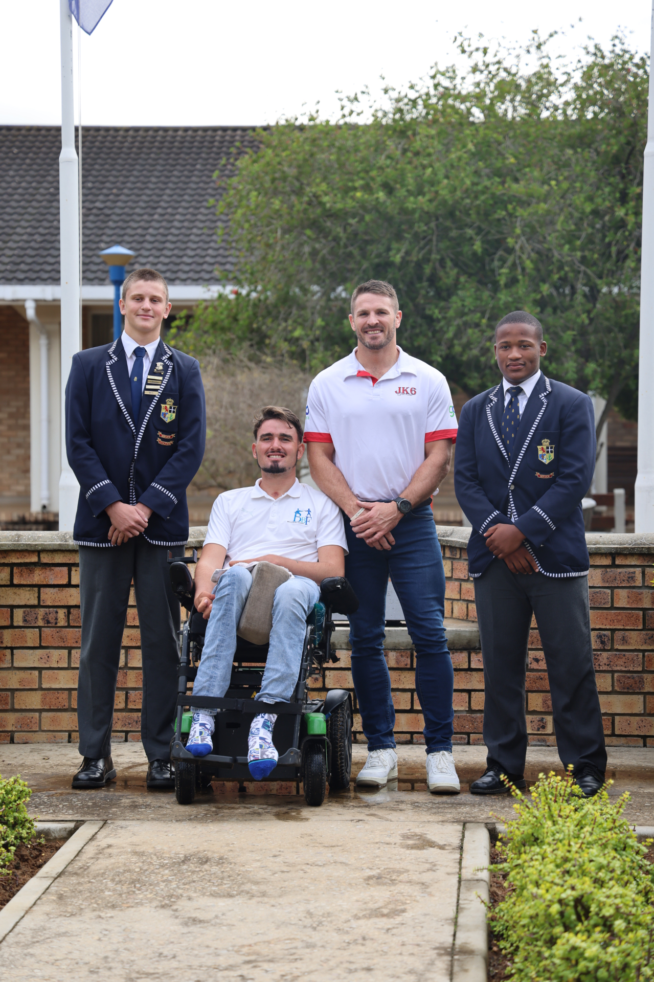 Jaco Kriel with learners during a JK6 Foundation school visit